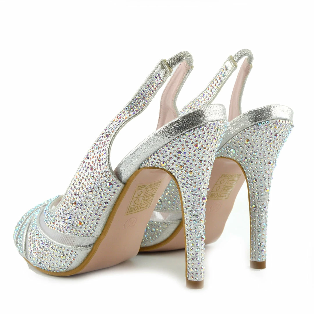 Kickfootwear Cut Out Mesh Party Slingbacks - Silver 2 Kickfootwear Cut Out Mesh Party Slingbacks - Silver