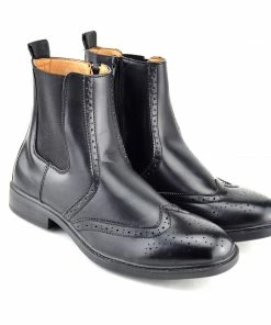 Kickfootwear Dudley Leather Ankle Chelsea Dealer Boots - Black MENS