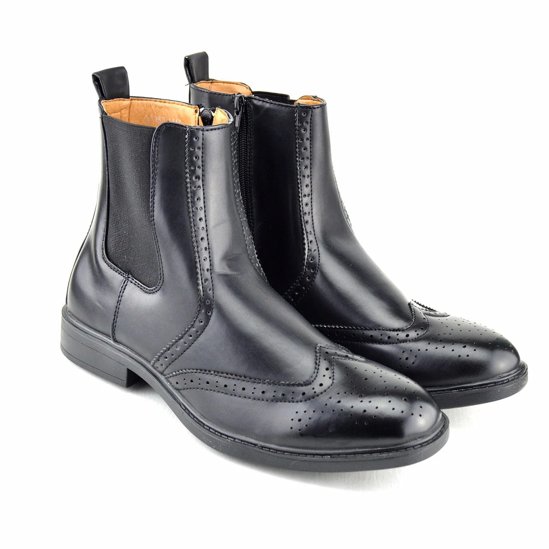 Kickfootwear Dudley Leather Ankle Chelsea Dealer Boots - Black MENS 2 Kickfootwear Dudley Leather Ankle Chelsea Dealer Boots - Black MENS