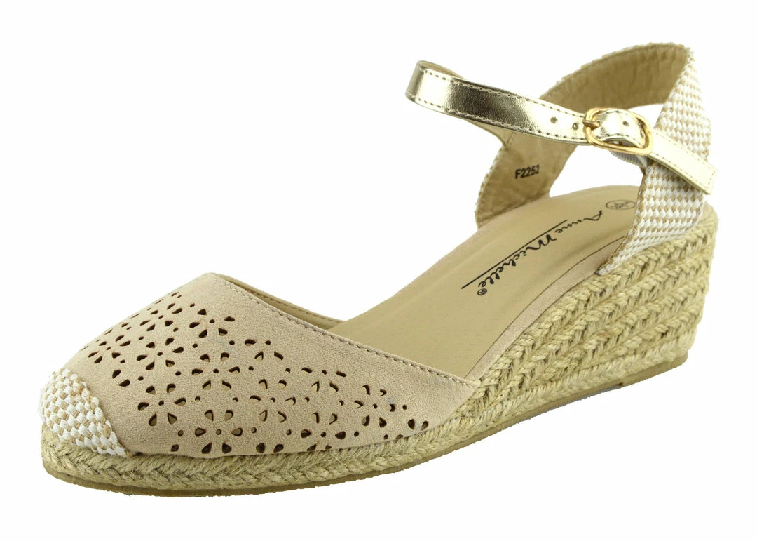 Kickfootwear WOMENS Woven Wedge Round Toe Shoes - Beige 1 Kickfootwear WOMENS Woven Wedge Round Toe Shoes - Beige