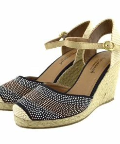 Kickfootwear High Wedge Sparkle Woven Sandals - Black