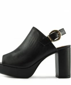 Kickfootwear WOMENS Mid Heel Chunky Platform Mules - Black