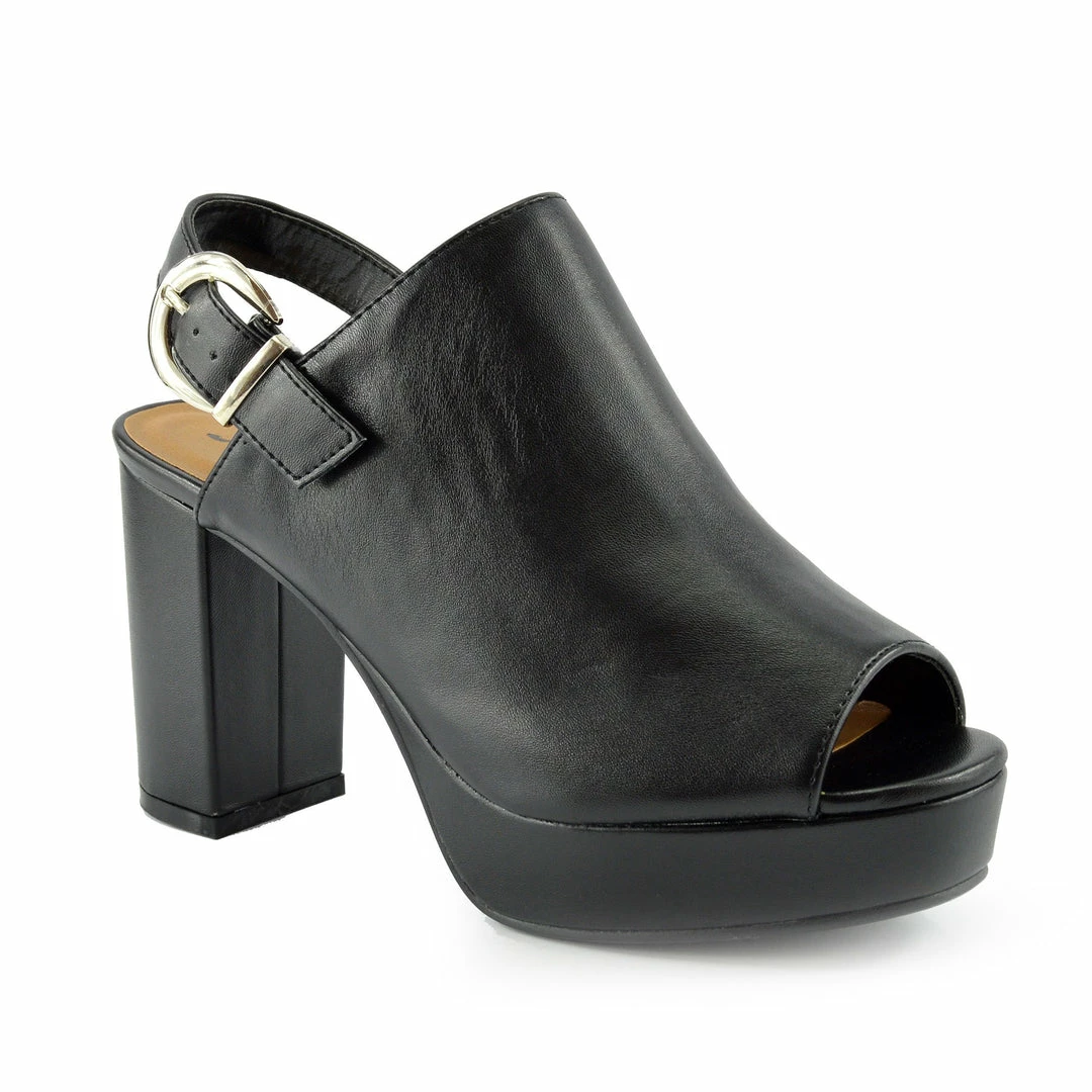 Kickfootwear WOMENS Mid Heel Chunky Platform Mules - Black 4 Kickfootwear WOMENS Mid Heel Chunky Platform Mules - Black