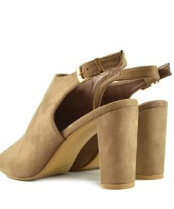 Kickfootwear Peep Toe Slingback Ankle Sandals - Nude WOMENS