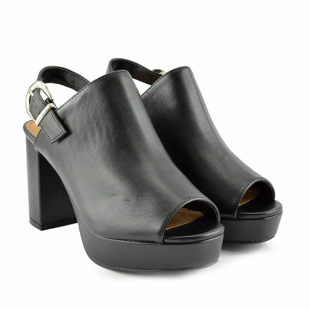 Kickfootwear WOMENS Mid Heel Chunky Platform Mules - Black 3 Kickfootwear WOMENS Mid Heel Chunky Platform Mules - Black