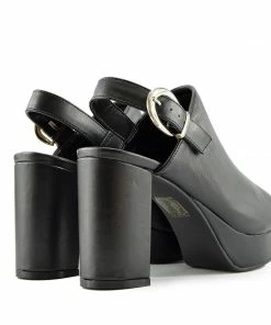 Kickfootwear WOMENS Mid Heel Chunky Platform Mules - Black