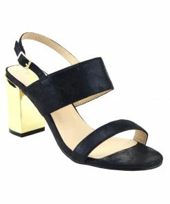 Kickfootwear Block Metallic Wide Strap Party Sandals - Black