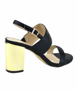 Kickfootwear Block Metallic Wide Strap Party Sandals - Black