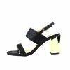 Kickfootwear Block Metallic Wide Strap Party Sandals - Black