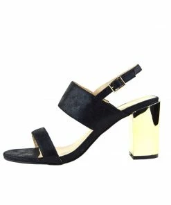 Kickfootwear Block Metallic Wide Strap Party Sandals - Black