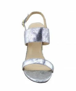 Kickfootwear Block Metallic Wide Strap Party Sandals - Silver WOMENS