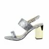 Kickfootwear Block Metallic Wide Strap Party Sandals - Silver WOMENS