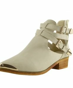 Kickfootwear Portland Cross Buckle Cut Out Chelsea Boots - Beige WOMENS
