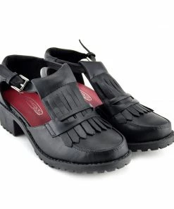 Kickfootwear WOMENS Fringe Front Cut Out Smart Shoes - Black 5 Kickfootwear WOMENS Fringe Front Cut Out Smart Shoes - Black