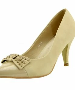 Kickfootwear WOMENS Smart Kitten Heel Casual Shoes - Cream