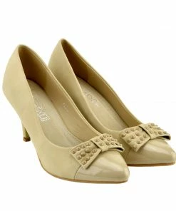 Kickfootwear WOMENS Smart Kitten Heel Casual Shoes - Cream