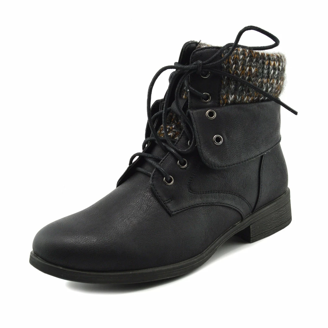 Kickfootwear WOMENS Park Soft Top Combat Ankle Boots - Black 3 Kickfootwear WOMENS Park Soft Top Combat Ankle Boots - Black