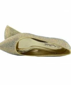 Kickfootwear Low Heel Sparkle Pointed Kitten Shoes - Gold WOMENS