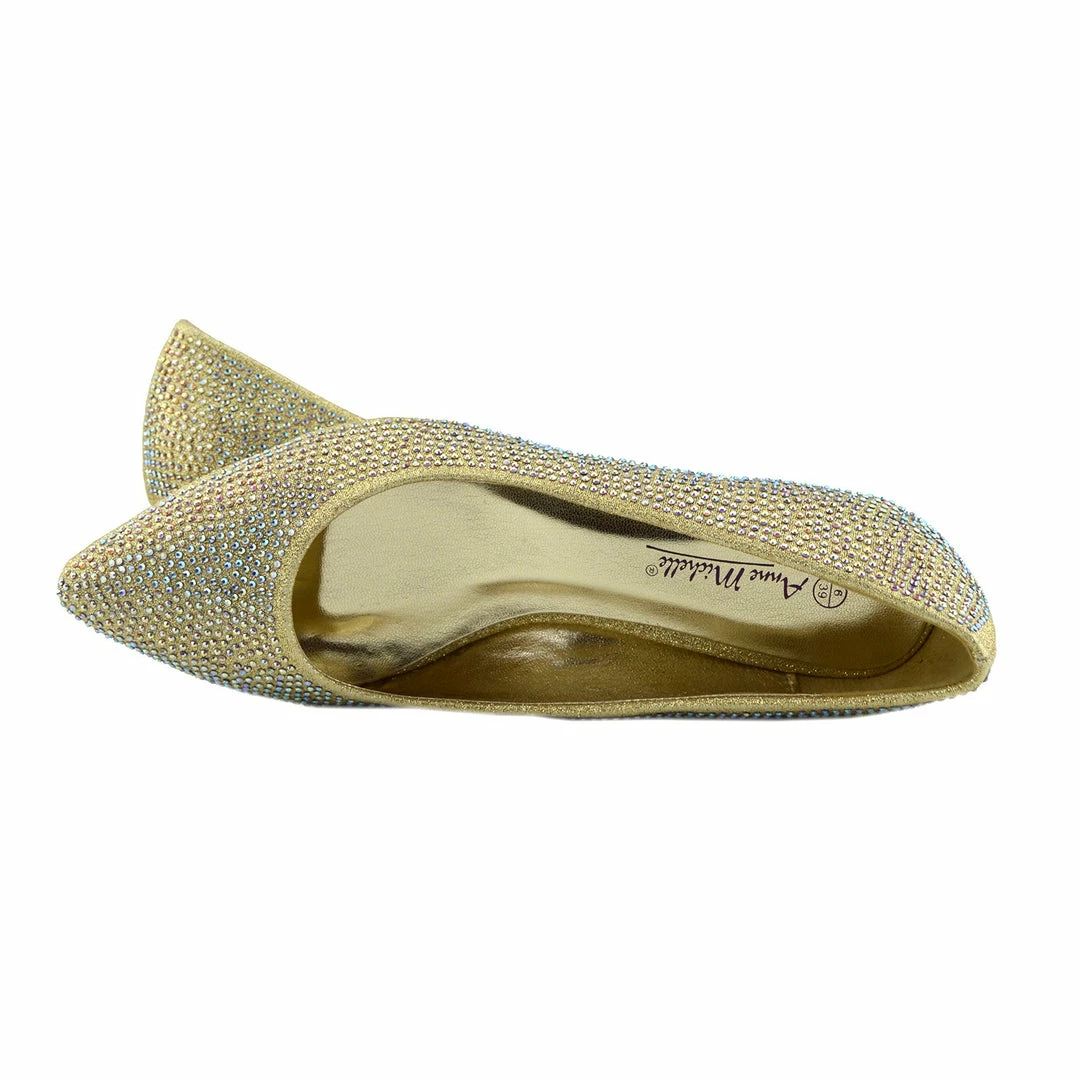 Kickfootwear Low Heel Sparkle Pointed Kitten Shoes - Gold WOMENS 2 Kickfootwear Low Heel Sparkle Pointed Kitten Shoes - Gold WOMENS