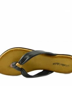 Kickfootwear WOMENS Leather Summer Flip Flops - Black F0930