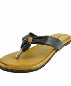 Kickfootwear WOMENS Leather Summer Flip Flops - Black F0930