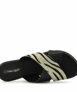 Kickfootwear Leather Cross Strap Zebra Sandals