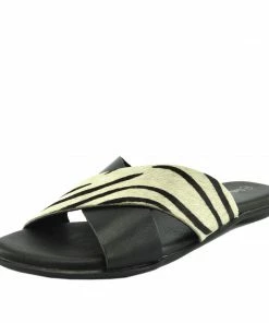 Kickfootwear Leather Cross Strap Zebra Sandals