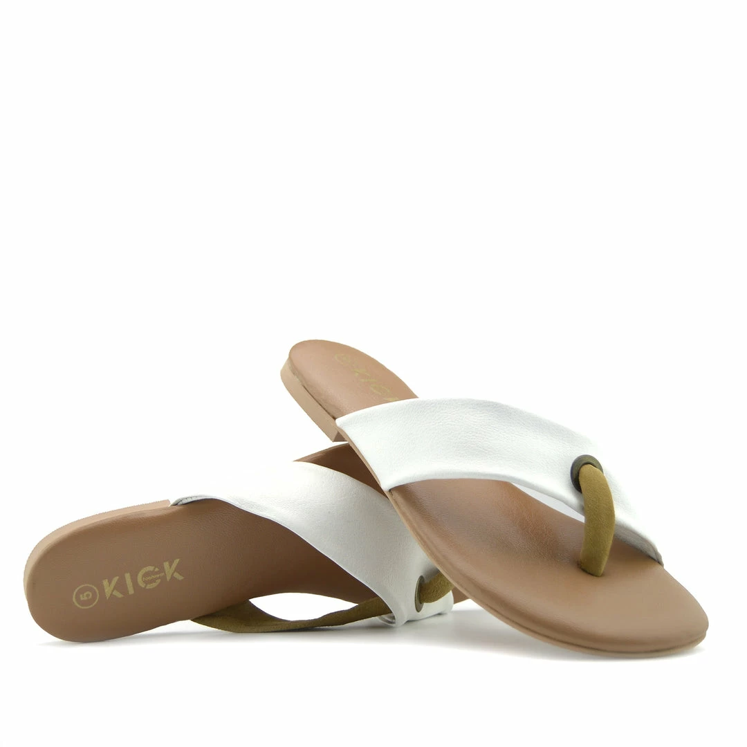 Kickfootwear WOMENS Leather Cross Strap Suede Contrast Sandals - White 4 Kickfootwear WOMENS Leather Cross Strap Suede Contrast Sandals - White