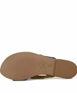 Kickfootwear WOMENS Leather Cross Strap Contrast Sandals - Navy Tan