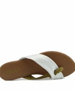 Kickfootwear WOMENS Leather Cross Strap Suede Contrast Sandals - White 6 Kickfootwear WOMENS Leather Cross Strap Suede Contrast Sandals - White