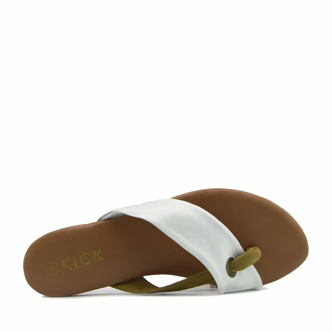 Kickfootwear WOMENS Leather Cross Strap Suede Contrast Sandals - White 3 Kickfootwear WOMENS Leather Cross Strap Suede Contrast Sandals - White