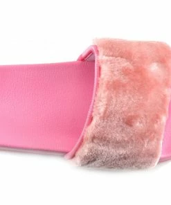 Kickfootwear WOMENS Leather Pom Pom Premium Sliders - Black