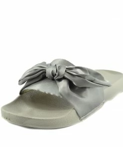 Kickfootwear WOMENS Satin Bow Sliders Lightweight Sandal - Grey