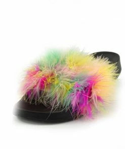 Kickfootwear WOMENS Fluffy Sliders Lightweight Sandal- Multi Fluffy Slider