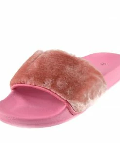 Kickfootwear WOMENS Leather Pom Pom Premium Sliders - Black