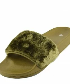 Kickfootwear WOMENS Leather Pom Pom Premium Sliders - Black