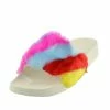 Kickfootwear WOMENS Fluffy Sliders Lightweight Sandal - Multi Stripe