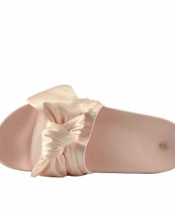 Kickfootwear WOMENS Leather Pom Pom Premium Sliders - Black