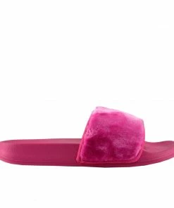 Kickfootwear WOMENS Leather Pom Pom Premium Sliders - Black