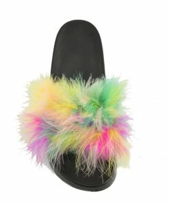 Kickfootwear WOMENS Fluffy Sliders Lightweight Sandal- Multi Fluffy Slider