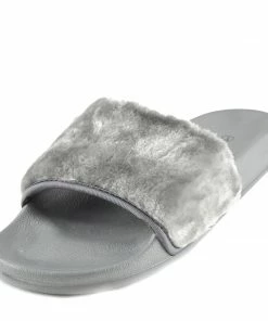 Kickfootwear WOMENS Leather Pom Pom Premium Sliders - Black