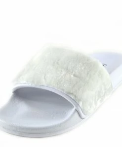 Kickfootwear WOMENS Leather Pom Pom Premium Sliders - Black