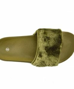 Kickfootwear WOMENS Leather Pom Pom Premium Sliders - Black