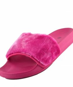 Kickfootwear WOMENS Leather Pom Pom Premium Sliders - Black