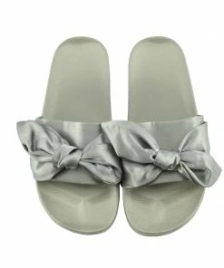 Kickfootwear WOMENS Leather Pom Pom Premium Sliders - Black