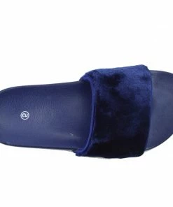 Kickfootwear WOMENS Leather Pom Pom Premium Sliders - Black