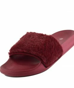 Kickfootwear WOMENS Leather Pom Pom Premium Sliders - Black