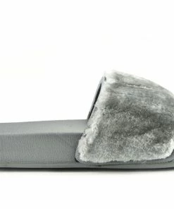 Kickfootwear WOMENS Leather Pom Pom Premium Sliders - Black