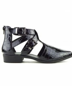 Kickfootwear Smart Pointed Cut Out Chelsea Booties - Black WOMENS