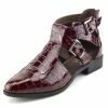 Kickfootwear WOMENS Smart Pointed Cut Out Chelsea Booties - Burgundy